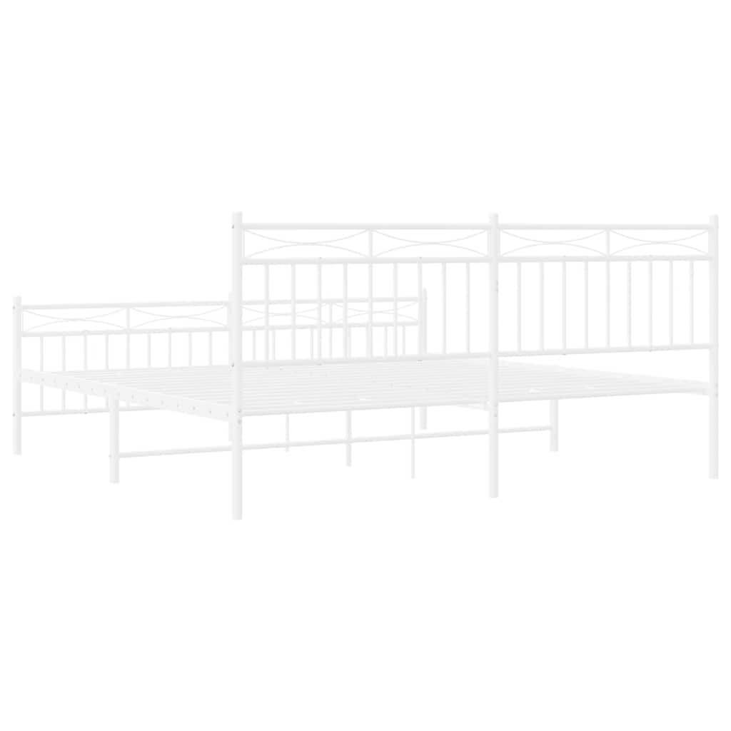 vidaXL Metal Bed Frame without Mattress with Footboard White 183x213cm