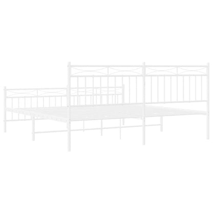 vidaXL Metal Bed Frame without Mattress with Footboard White 183x213cm