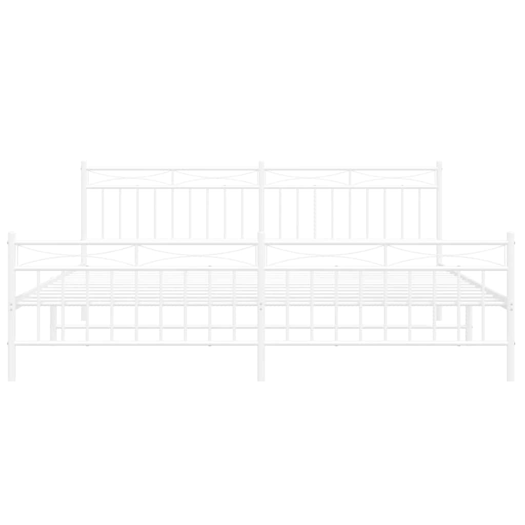 vidaXL Metal Bed Frame without Mattress with Footboard White 193x203cm