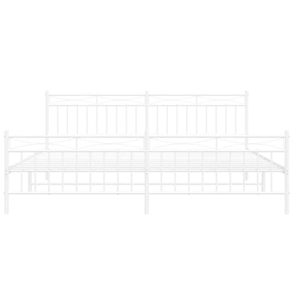 vidaXL Metal Bed Frame without Mattress with Footboard White 193x203cm