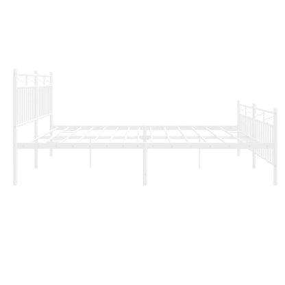vidaXL Metal Bed Frame without Mattress with Footboard White 193x203cm