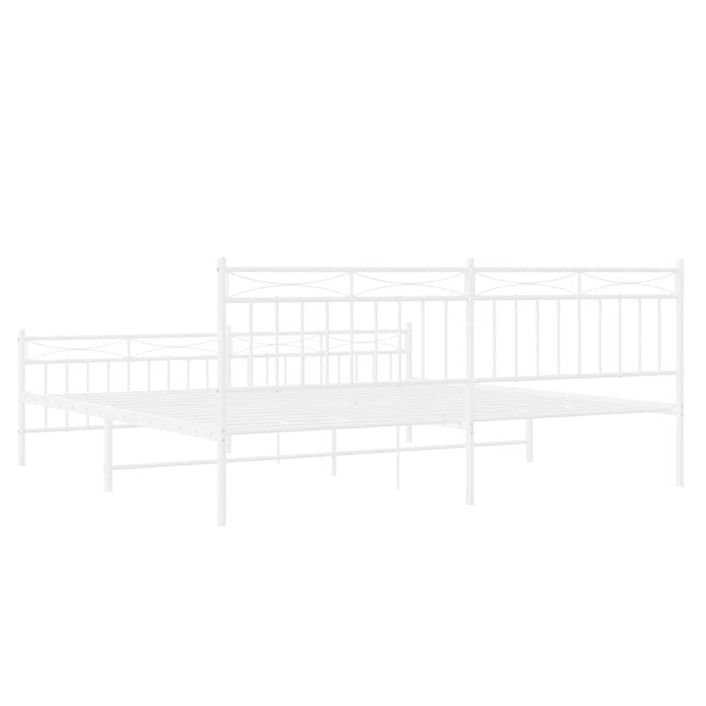 vidaXL Metal Bed Frame without Mattress with Footboard White 193x203cm