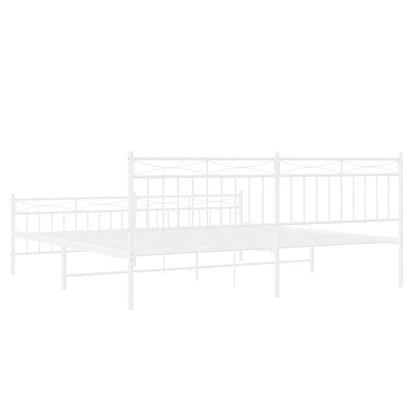 vidaXL Metal Bed Frame without Mattress with Footboard White 193x203cm