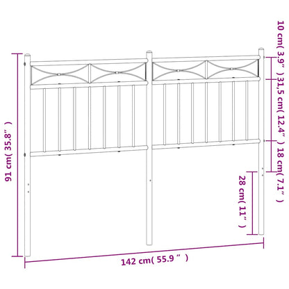 vidaXL Metal Replace Headboard White 135 cm