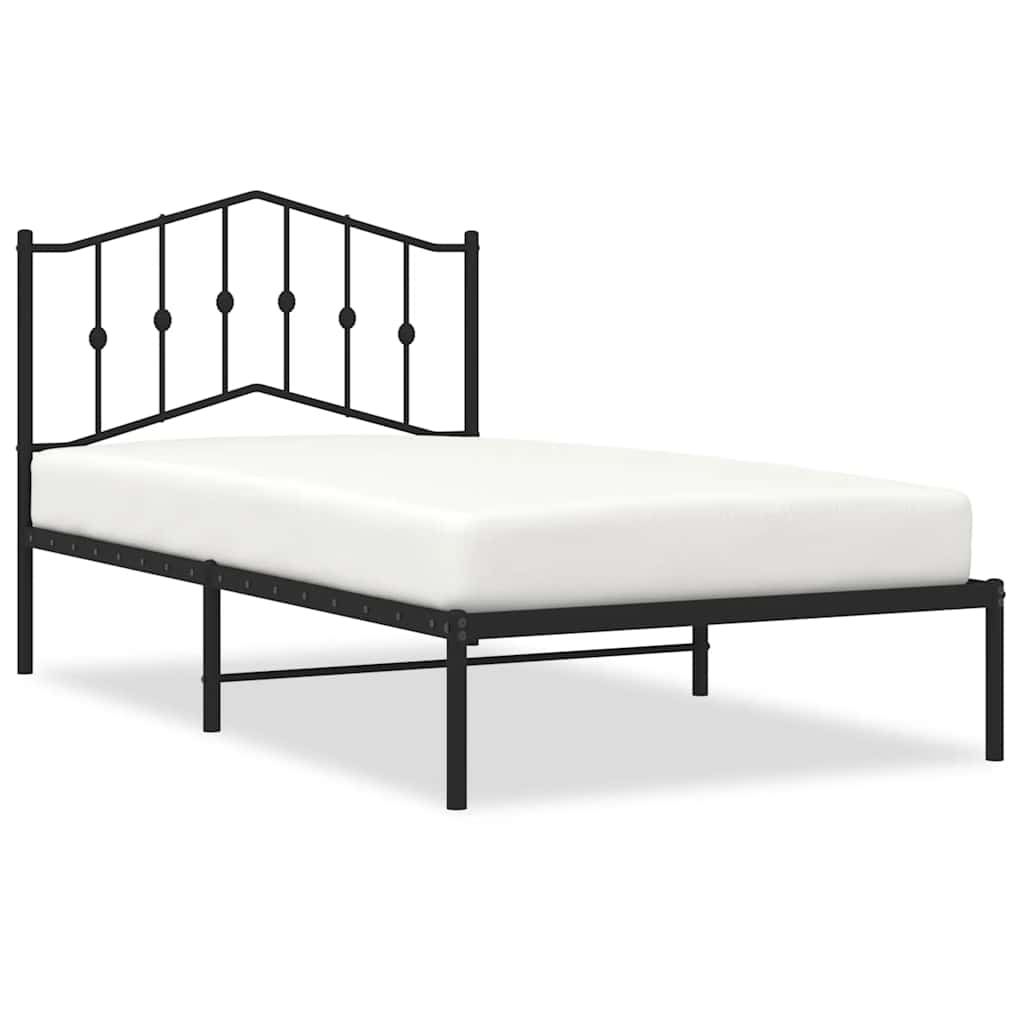 vidaXL Metal Bed Frame without Mattress with Headboard Black 100x190cm