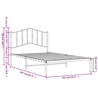 vidaXL Bed Frame | Black | Powder-coated Steel | Single | Bed Frame