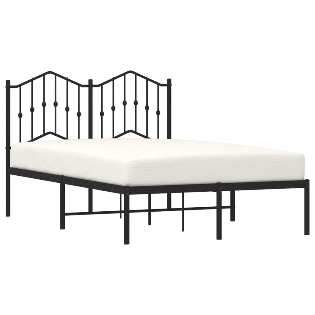 vidaXL Metal Bed Frame without Mattress with Headboard Black 120x190cm