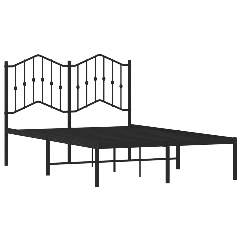 vidaXL Metal Bed Frame without Mattress with Headboard Black 120x190cm
