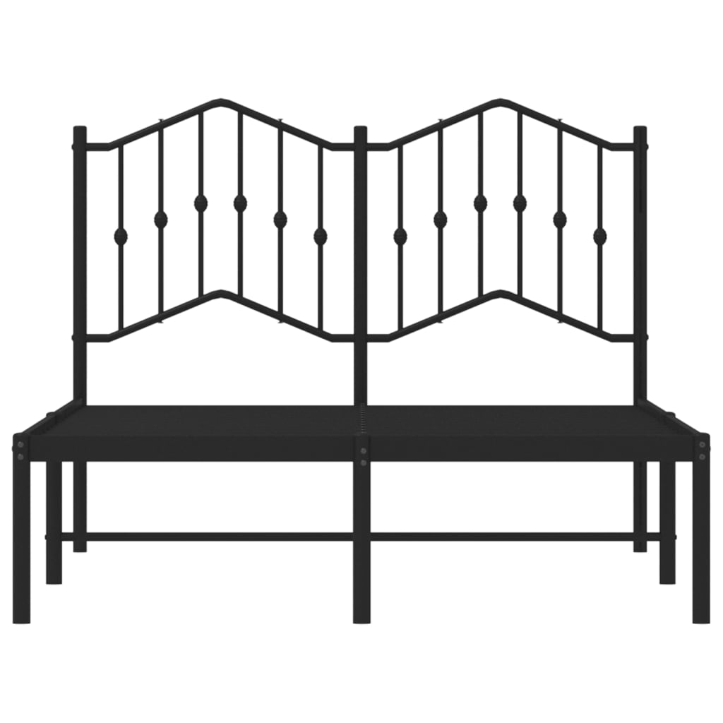 vidaXL Metal Bed Frame without Mattress with Headboard Black 120x190cm