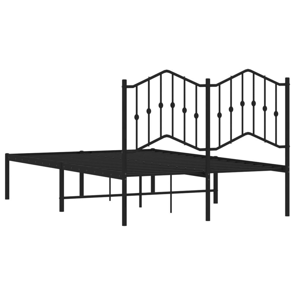 vidaXL Metal Bed Frame without Mattress with Headboard Black 120x190cm