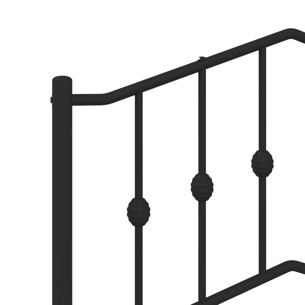 vidaXL Metal Bed Frame without Mattress with Headboard Black 120x190cm