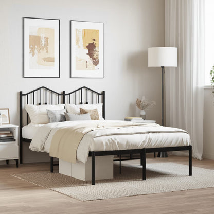 vidaXL Metal Bed Frame without Mattress with Headboard Black 120x190cm