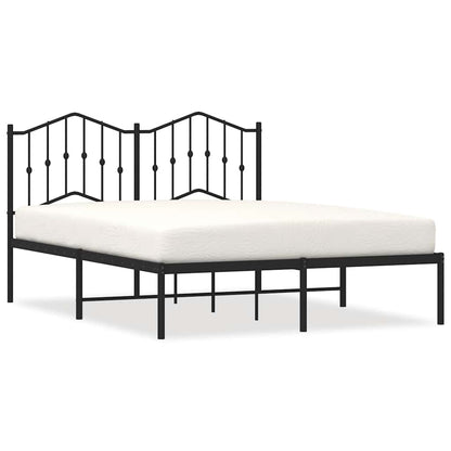 vidaXL Metal Bed Frame without Mattress with Headboard Black 135x190cm