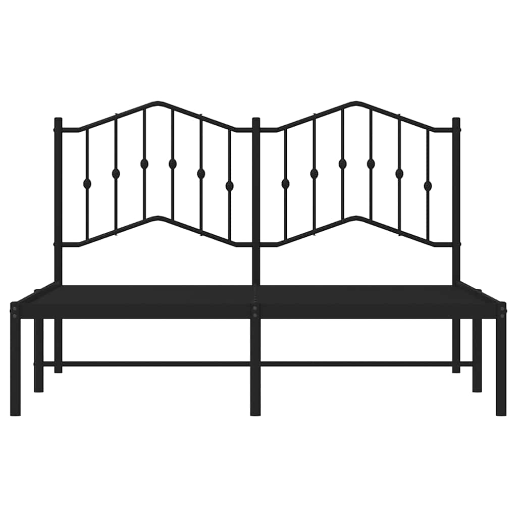vidaXL Metal Bed Frame without Mattress with Headboard Black 135x190cm