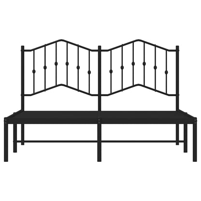 vidaXL Metal Bed Frame without Mattress with Headboard Black 135x190cm