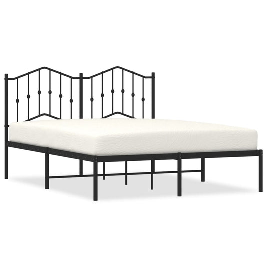 vidaXL Bed Frame | Black | Powder-Coated Steel | 140x190 cm | Metal Bed Frame
