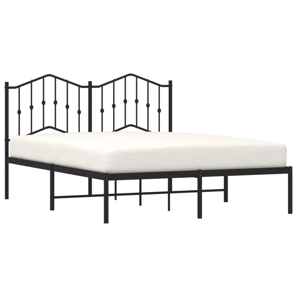 vidaXL Bed Frame | Black | Powder-Coated Steel | 140x190 cm | Metal Bed Frame