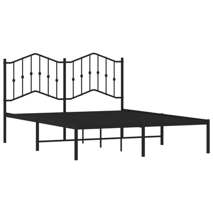 vidaXL Bed Frame | Black | Powder-Coated Steel | 140x190 cm | Metal Bed Frame