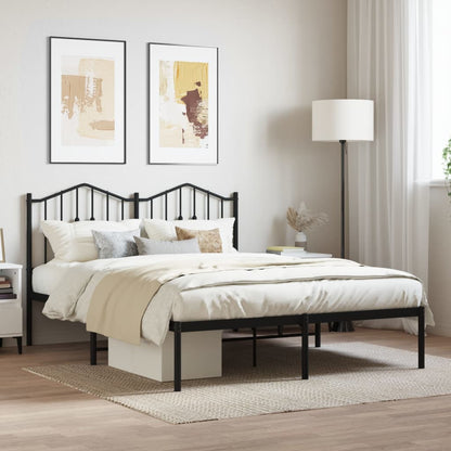 vidaXL Bed Frame | Black | Powder-Coated Steel | 140x190 cm | Metal Bed Frame