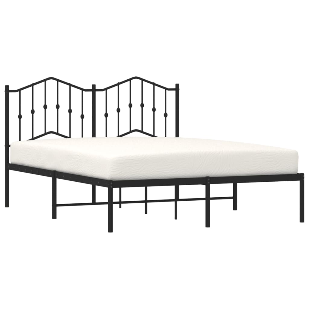 vidaXL Metal Bed Frame without Mattress with Headboard Black 140x200cm