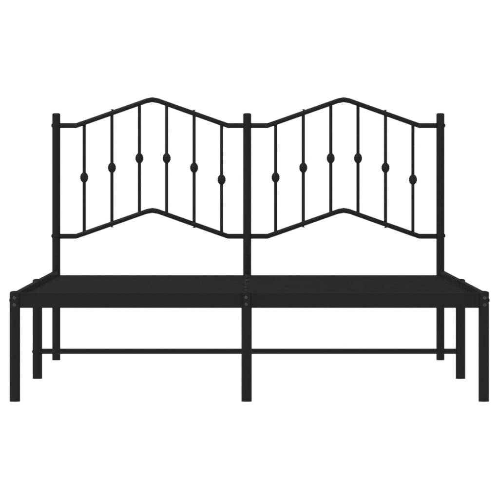 vidaXL Metal Bed Frame without Mattress with Headboard Black 140x200cm