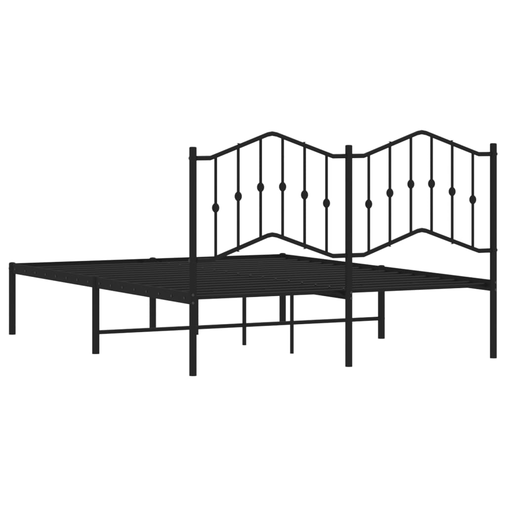 vidaXL Metal Bed Frame without Mattress with Headboard Black 140x200cm