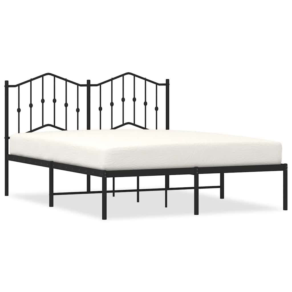 vidaXL Metal Bed Frame without Mattress with Headboard Black 150x200cm