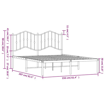 vidaXL Metal Bed Frame without Mattress with Headboard Black 150x200cm