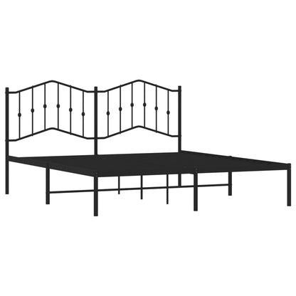 vidaXL Metal Bed Frame without Mattress with Headboard Black 160x200cm