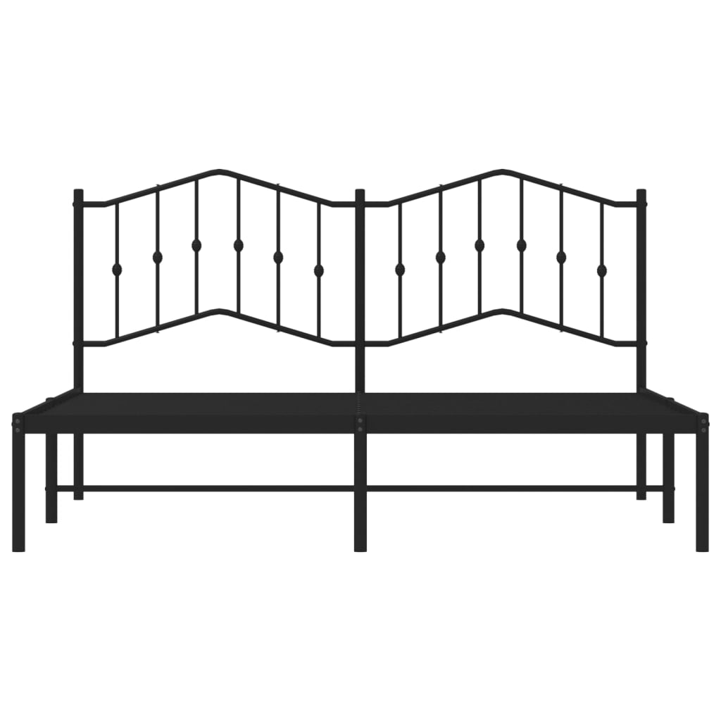 vidaXL Metal Bed Frame without Mattress with Headboard Black 160x200cm