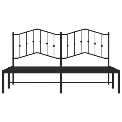 vidaXL Metal Bed Frame without Mattress with Headboard Black 160x200cm