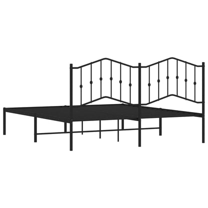vidaXL Metal Bed Frame without Mattress with Headboard Black 160x200cm