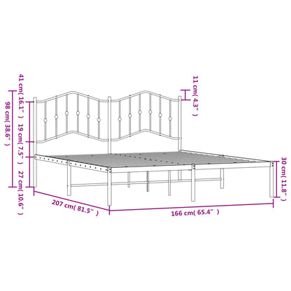 vidaXL Metal Bed Frame without Mattress with Headboard Black 160x200cm