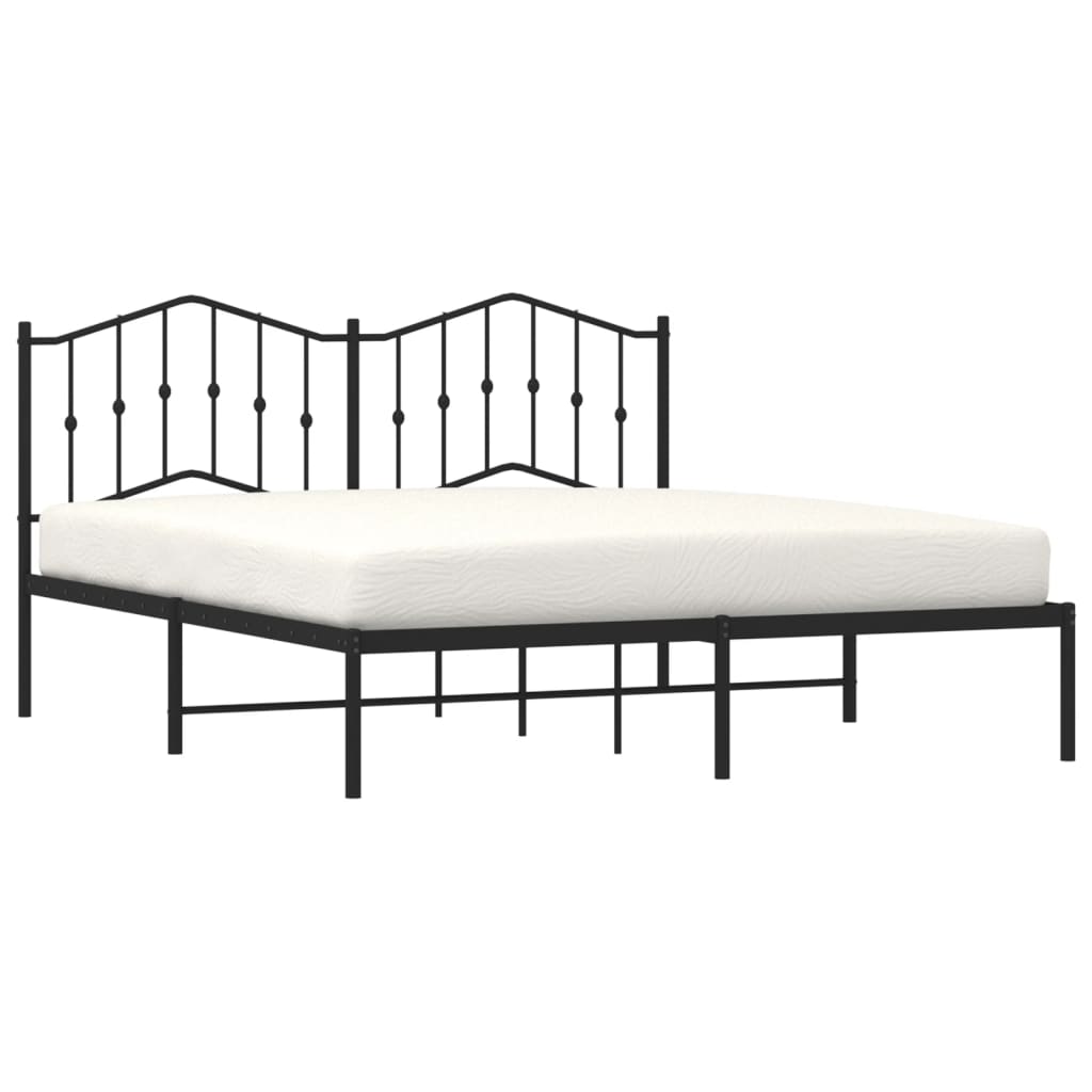 vidaXL Metal Bed Frame without Mattress with Headboard Black 180x200cm