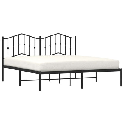 vidaXL Metal Bed Frame without Mattress with Headboard Black 180x200cm