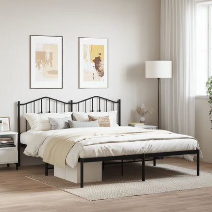 vidaXL Metal Bed Frame without Mattress with Headboard Black 180x200cm