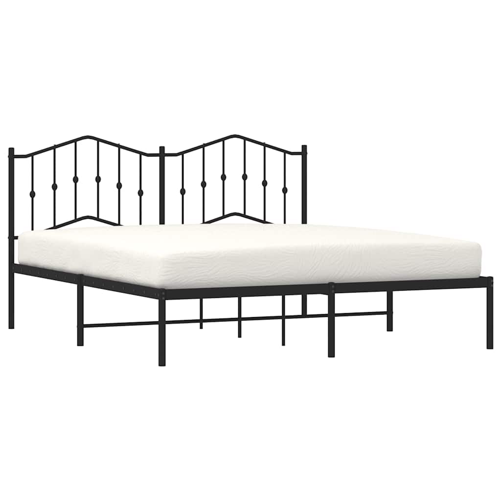 vidaXL Metal Bed Frame without Mattress with Headboard Black 183x213cm
