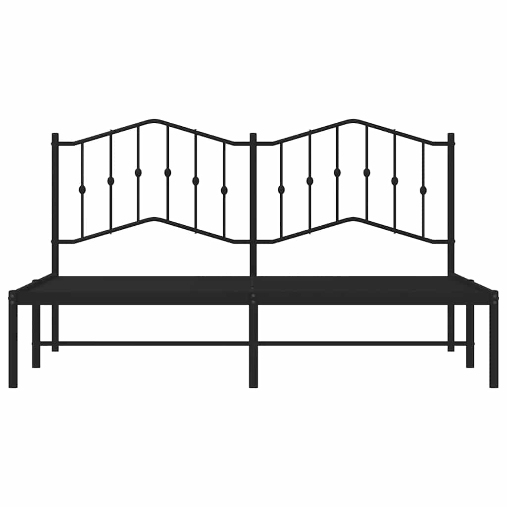 vidaXL Metal Bed Frame without Mattress with Headboard Black 183x213cm