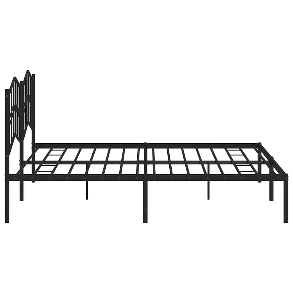 vidaXL Metal Bed Frame without Mattress with Headboard Black 193x203cm