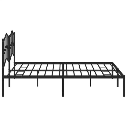 vidaXL Metal Bed Frame without Mattress with Headboard Black 193x203cm