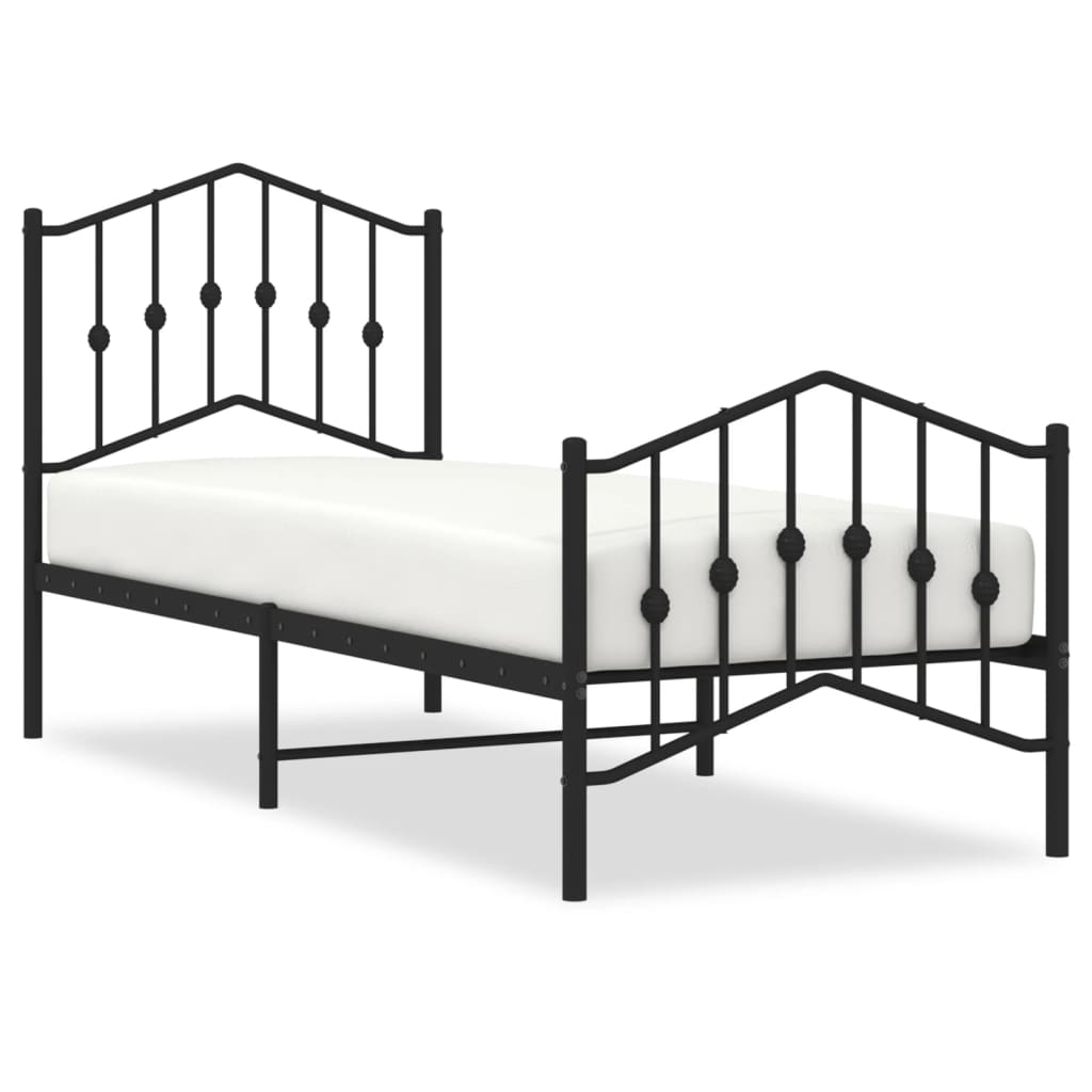 vidaXL Bed Frame | Black | Powder-Coated Steel | Small Single | Bed Frame