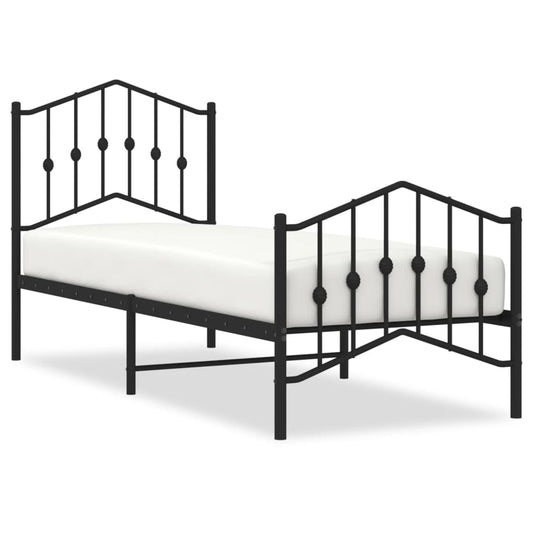 vidaXL Bed Frame | Black | Powder-Coated Steel | Small Single | Bed Frame