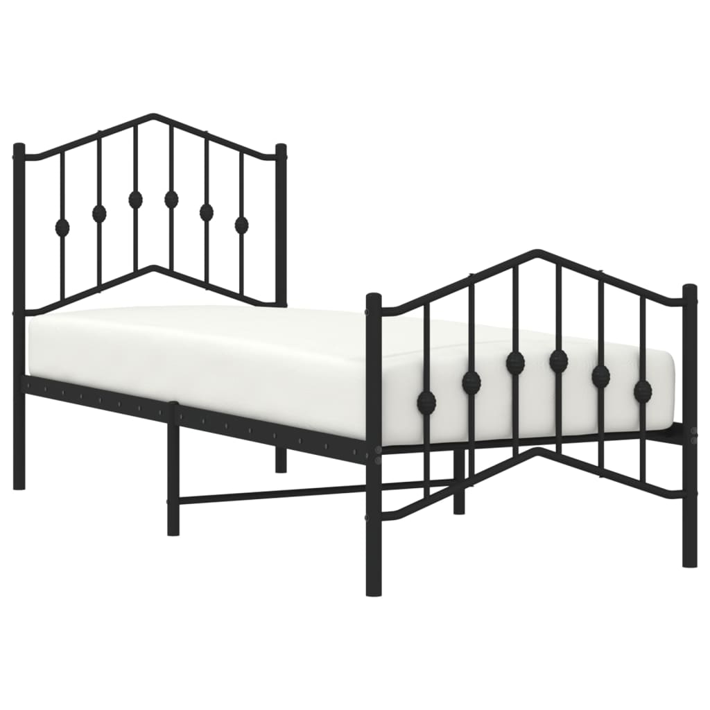 vidaXL Bed Frame | Black | Powder-Coated Steel | Small Single | Bed Frame