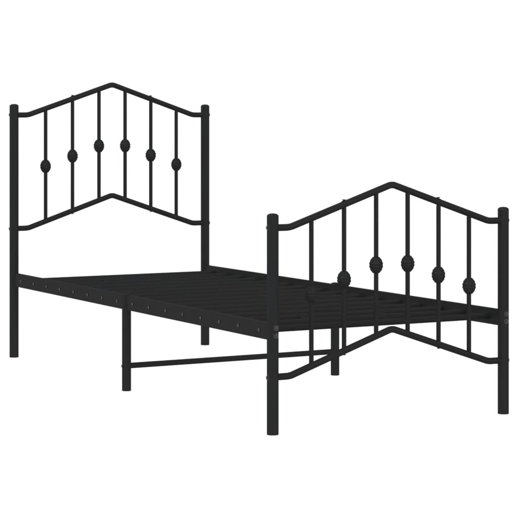 vidaXL Bed Frame | Black | Powder-Coated Steel | Small Single | Bed Frame
