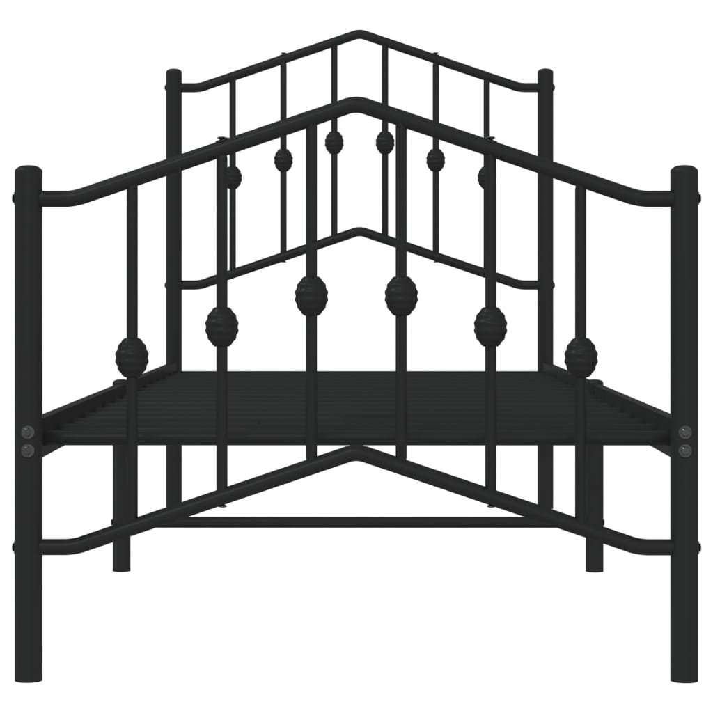 vidaXL Bed Frame | Black | Powder-Coated Steel | Small Single | Bed Frame
