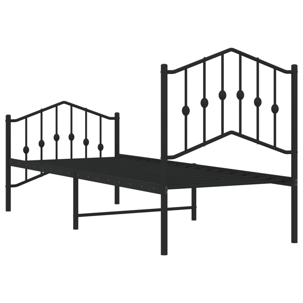 vidaXL Bed Frame | Black | Powder-Coated Steel | Small Single | Bed Frame