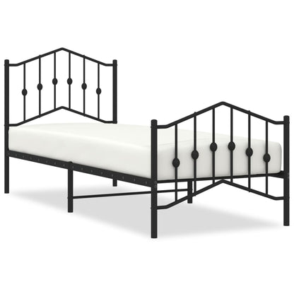vidaXL Bed Frame | Black | Powder-Coated Steel | Single | Bed Frame