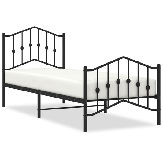 vidaXL Metal Bed Frame without Mattress with Footboard Black 80x200cm