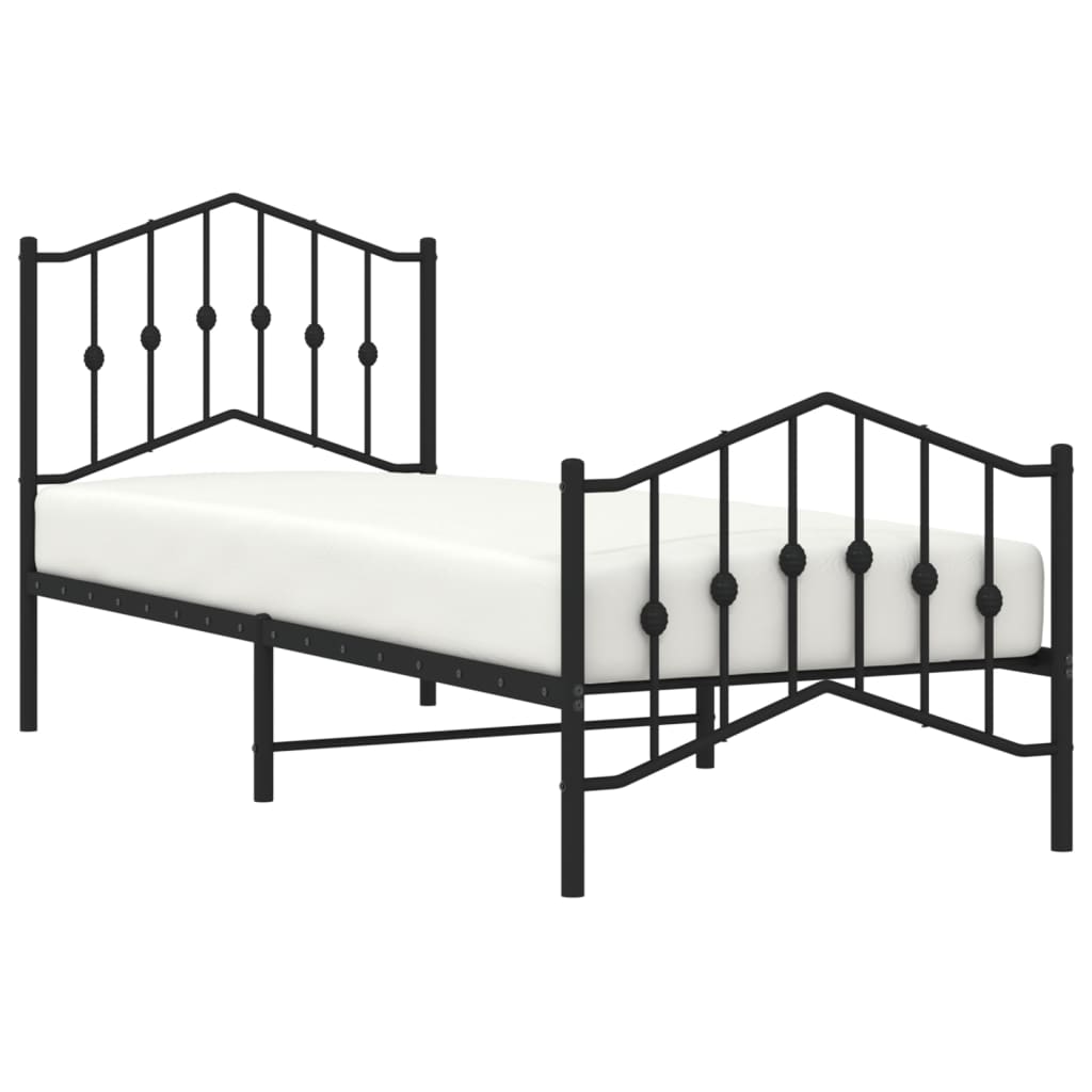 vidaXL Bed Frame | Black | Powder-Coated Steel | Single | Bed Frame