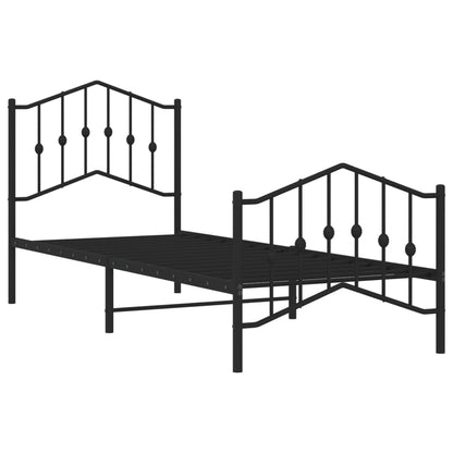 vidaXL Bed Frame | Black | Powder-Coated Steel | Single | Bed Frame